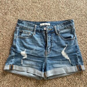 KanCan Blue Distressed Jean Shorts High-Waisted